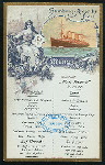 LUNCH [held by] HAMBURG-AMERIKA LINIE [at] EN ROUTE ABOARD EXPRESS STEAMER FURST BISMARCK (SS;)