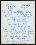LUNCH [held by] OCEANIC STEAMSHIP CO. [at] EN ROUTE ABOARD S.S.ZEALANDIA (SS;)