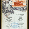 LUNCH [held by] HAMBURG-AMERIKA LINIE [at] EN ROUTE ABOARD EXPRESS STEAMER FURST BISMARCK (SS;)