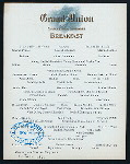 BREAKFAST [held by] GRAND UNION [at] "SARATOGA SPRINGS, NY" (HOTEL;)