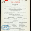 DINNER [held by] GRAND UNION [at] "SARATOGA SPRINGS, NY" (HOTEL;)