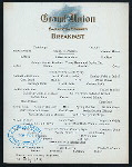 BREAKFAST [held by] GRAND UNION [at] "SARATOGA SPRINGS, NY" (HOTEL;)