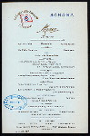 DINNER [held by] OCEANIC STEAMSHIP COMPANY [at] ON BOARD SONOMA (SS;)