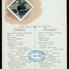 FRUHSTUCK-BREAKFAST [held by] NORDDEUTSCHER LLOYD BREMEN [at] "DAMPFER ""KRONPRINZ WILHLEM""" (SS;)