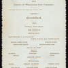 BREAKFAST FOR GUESTS OF MINNESOTA IRON COMPANY [held by] PULLMAN VESTIBULED TRAIN [at] PULLMAN CAR (RR;)