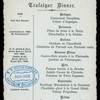 DINNER [held by] TRAFALGAR ? [at] "GRAND HOTEL, THE, LONDON,[ENGLAND]" (FOR;)
