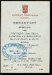 BREAKFAST [held by] CHATEAU FRONTENAC [at] "QUEBEC, CANADA" (FOR;)