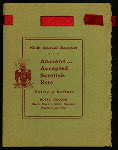 NINTH ANNUAL BANQUET [held by] ANCIENT AND ACCEPTED SCOTTISH RITE [at] "HOTEL IROGUOIS,(BUFFALO, NY)" (HOTEL;)