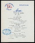 LUNCHEON - SECOND CABIN [held by] OCEANIC STEAMSHIP COMPANY [at] EN ROUTE ABOARD SONOMA (SS;)