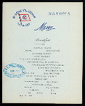 BREAKFAST [held by] OCEANIC STEAMSHIP COMPANY [at] SONOMA (SS;)