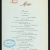 DINNER [held by] OCEANIC STEAMSHIP COMPANY [at] SONOMA (SS;)