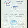 BREAKFAST [held by] OCEANIC STEAMSHIP COMPANY [at] VENTURA (SS;)