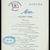DINNER [held by] OCEANIC STEAMSHIP COMPANY [at] SONOMA - SECOND CABIN (SS;)