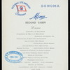 DINNER [held by] OCEANIC STEAMSHIP COMPANY [at] SONOMA - SECOND CABIN (SS;)