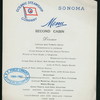 DINNER- SECOND CABIN [held by] OCEANIC STEAMSHIP CO. [at] EN ROUTE ABOARD SONOMA (SS;)