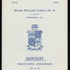 TWENTY-FIFTH ANNIVERSARY BANQUET [held by] ROGER WILLIAMS LODGE NO. 23 A.F. & A.M. [at] "CENTREDALE, RI" (REST(?);)