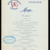 BREAKFAST [held by] OCEANIC STEAMSHIP CO. [at] EN ROUTE ABOARD SONOMA (SS;)