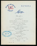BREAKFAST [held by] OCEANIC STEAMSHIP CO. [at] EN ROUTE ABOARD SONOMA (SS;)