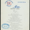 DINNER - SECOND CABIN [held by] OCEANIC STEAMSHIP CO. [at] EN ROUTE ABOARD SONOMA (SS;)