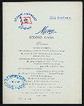 DINNER - SECOND CABIN [held by] OCEANIC STEAMSHIP CO. [at] EN ROUTE ABOARD SONOMA (SS;)
