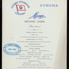 LUNCHEON - SECOND CABIN [held by] OCEANIC STEAMSHIP CO. [at] EN ROUTE ABOARD SONOMA (SS;)