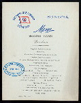 LUNCHEON - SECOND CABIN [held by] OCEANIC STEAMSHIP CO. [at] EN ROUTE ABOARD SONOMA (SS;)