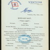 BREAKFAST [held by] OCEANIC STEAMSHIP CO. [at] EN ROUTE ABOARD VENTURA (SS;)