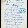 BREAKFAST [held by] OCEANIC STEAMSHIP COMPANY [at] SS VENTURA;2ND CABIN (SS;)