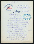 BREAKFAST [held by] OCEANIC STEAMSHIP COMPANY [at] SS VENTURA;2ND CABIN (SS;)