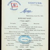BREAKFAST [held by] OCEANIC STEAMSHIP COMPANY [at] SS VENTURA; (SS;)
