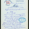 LUNCH [held by] OCEANIC STEAMSHIP COMPANY [at] SS VENTURA;2ND CABIN (SS;)