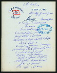 BREAKFAST - SECOND CABIN [held by] OCEANIC STEAMSHIP COMPANY [at] EN ROUTE ABOARD SS VENTURA (SS;)
