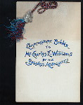 COMPLIMENTARY DINNER TO MR. WILLIAMS [held by] BUSINESS ASSOCIATES OF MR. CHARLES E. WILLIAMS [at] "STADIUM RESTAURANT, BAILEY CATERING CO., BUFFALO, NY" (REST;)