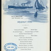 BREAKFAST [held by] RED STAR LINE- ANTWERPEN  NY [at] EN ROUTE S.S.VADERLAND (SS)