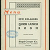 LUNCH [held by] SIEGEL COOPER CO. [at] "QUICK LUNCH ROOM, SIXTH AVENUE AND 19TH STREET, NEW YORK" (REST;)