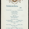 THANKSGIVING DINNER [held by] NATIONAL ARTS CLUB [at]  (OTHER (PRIVATE CLUB?);)