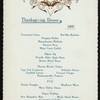 THANKSGIVING DINNER [held by] NATIONAL ARTS CLUB [at]  (OTHER (PRIVATE CLUB?);)