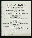 LUNCH [held by] MARGARET LOUISA HOME OF THE YOUNG WOMEN'S CHRISTIAN ASSOCIATION [at] "16 EAST 16TH STREET, [NEW YORK]" (REST;)