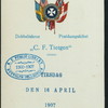 DINNER [held by] DOBBELTSKRUE POSTDAMPSKIBET C.F. TIETGEN [at] EN ROUTE ABOARD ABOVE (?) (SS(?))