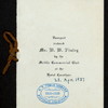 BANQUET TENDERED TO MR. M.M. FINLEY [held by] MOBILE COMMERCIAL CLUB [at] "CAMTHON HOTEL, MOBILE, AL" (HOTEL;)