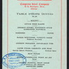 DINNER [held by] CONGRESS HOTEL COMPANY [at] "CHICAGO, [IL]" (HOTEL;)