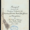 BANQUET TO THE EUROPEAN DELEGATES TO THE INTERNATIONAL FEDERTION OF MASTER COTTON SPINNER AND MANUFACTURERS [held by] THE CITY OF CHICAGO [at] "CHICAGO, IL"