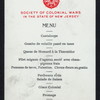 MENU [held by] SOCIETY OF COLONIAL WARS IN THE STATE OF NEW JERSEY [at] "WALDORF-ASTORIA, NEW YORK, NY" (HOTEL;)