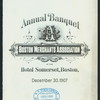ANNUAL BANQUET [held by] BOSTON MERCHANTS ASSOCIATION [at] "HOTEL SOMERSET, BOSTON, MA" (HOTEL;)