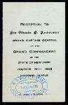 RECEPTION TO SIR EDWIN B.ANDERSON,GRAND CAPTAIN GENERAL [held by] GRAND COMMANDERY OF THE STAT OF NY [at] "MASONIC TEMPLE, NY" (REST;)