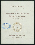 ANNUAL BANQUET [held by] ASSOCIATION OF THE BAR OF THE BOROUGH OF THE BRONX IN THE CITY OF NEW YORK [at] "BRONXLAND HOTEL, BRONX, NY" (HOTEL;)