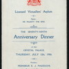 79TH ANNIVERSARY DINNER [held by] LICENSED VICTUALLERS' ASYLUM [at] "CRYSTAL PALACE, LONDON, ENGLAND" (FOR;)