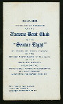 DINNER TENDERED BY MEMBERS TO THE "SENIOR EIGHT" IN HONOR OF THEIR VICTORY IN THE SENIOR EIGHT-OARED SHELL RACE AT THE PEOPLE'S REGATTA HELD ON THE SCHUYLKILL RIVER, PHILADELPHIA ON JULY 4, 1906 [held by] NASSAU BOAT CLUB [at] "NEW YORK ATHLETIC CLUB, NEW YORK, NY" (OTHER (CLUB);)