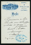 DINNER [held by] HOTEL DE BELLEVUE [at] "LA HAYE,[FRANCE]" (HOTEL;)