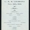 DAILY MENU [held by] U.S.S. LOUISIANA [at] AT SEA (SS;)